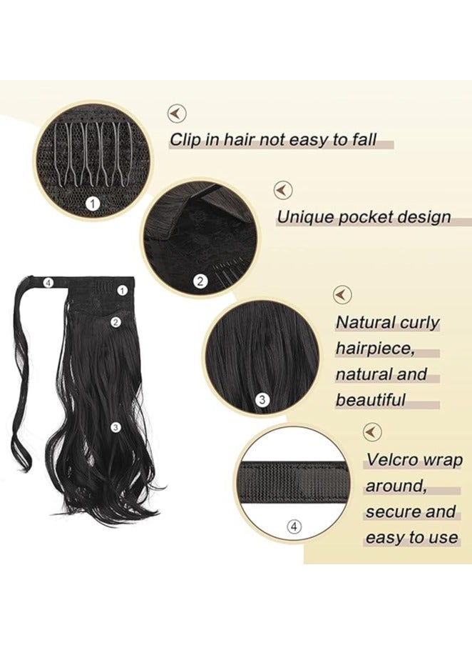 إستيل وصلات شعر مموج مجعد مقاس 22 بوصة مقاومة للحرارة ومموجة ملفوفة حول وصلات شعر ذيل حصان للنساء أغمق بني مجعد - Image 3