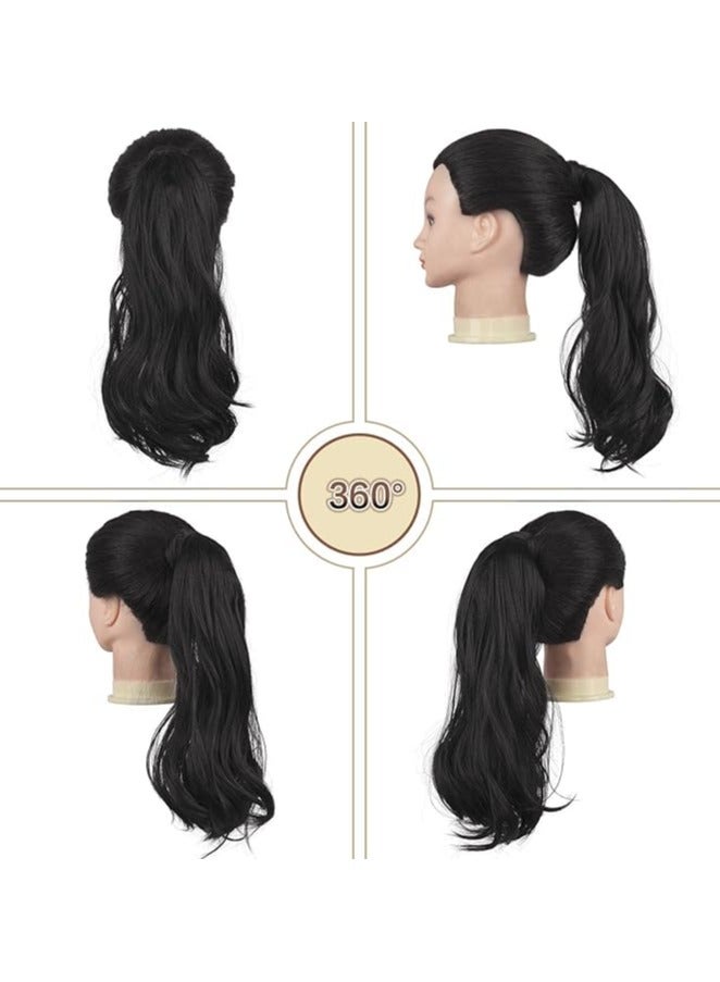 إستيل وصلات شعر مموج مجعد مقاس 22 بوصة مقاومة للحرارة ومموجة ملفوفة حول وصلات شعر ذيل حصان للنساء أغمق بني مجعد - Image 4