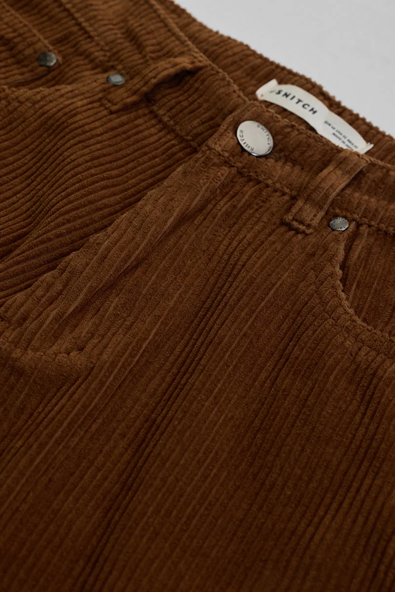 SNITCH Brown Corduroy Relaxed Fit Cargo Pants