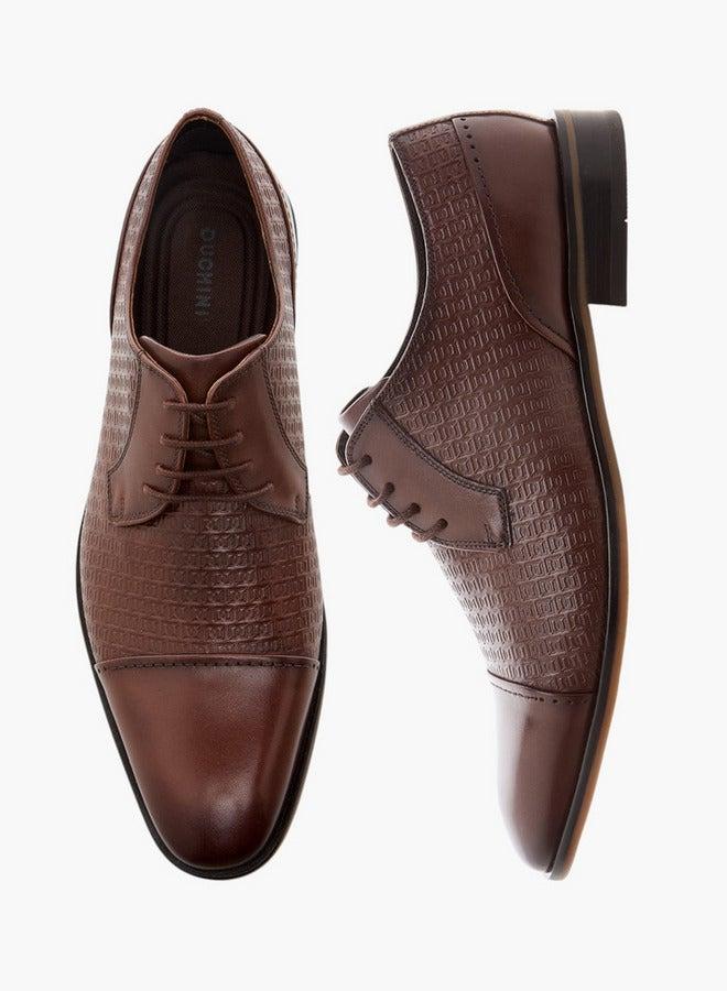 DUCHINI Men's Textured Derby Shoes with Lace-Up Closure - Image 3