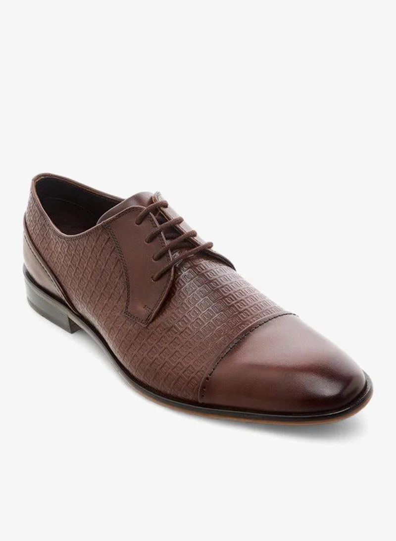 DUCHINI Men's Textured Derby Shoes with Lace-Up Closure