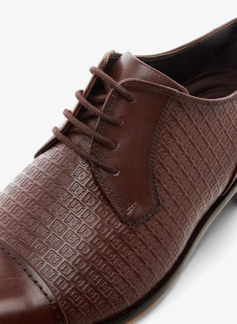 DUCHINI BROWN Men's Textured Derby Shoes with Lace-Up Closure for Men | Best Price UAE
