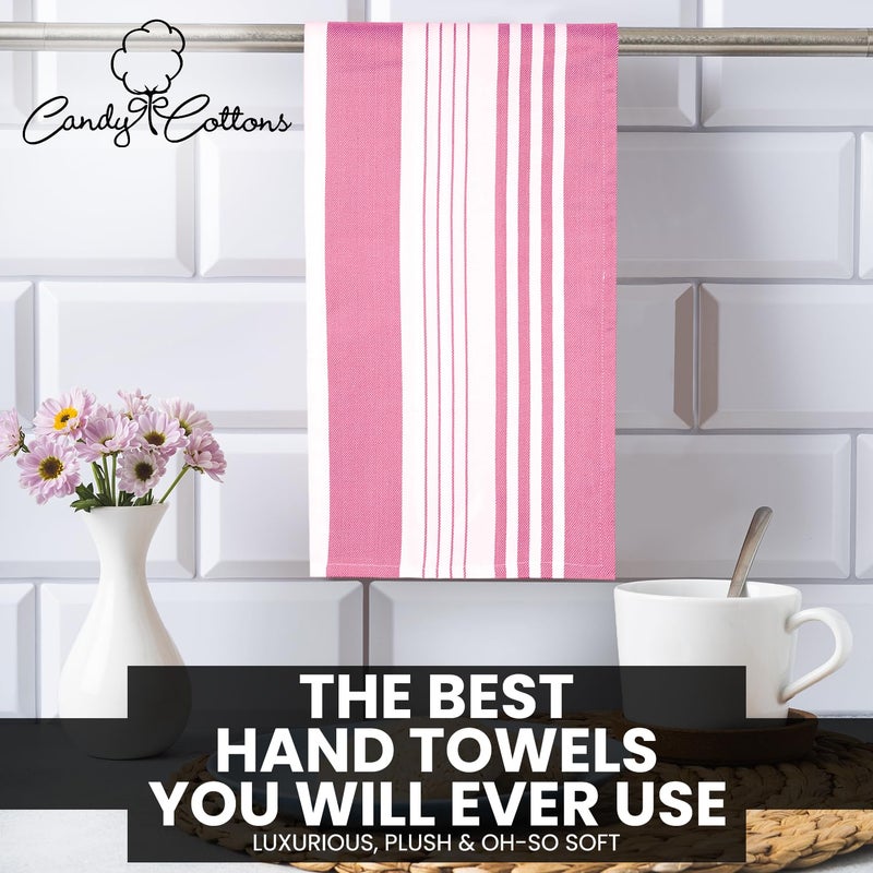 Candy Cottons Stripe Kitchen Towels Decor Mordern Design Centreband Dish Towels Boho Stripe Absorbent Festive Gift Set of 6 Pantry Reusable Kitchen Dish Towel|Easter Spring Decor 18x28 in |Pink - Image 3
