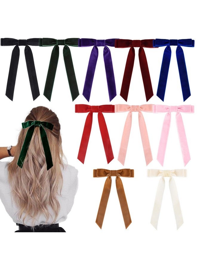 Aileam 10PCS Velvet Bows Hair Clip Ribbon Accessories Ponytail Holder Hair Bow for Women Girls Toddlers Teens Kids - Image 1