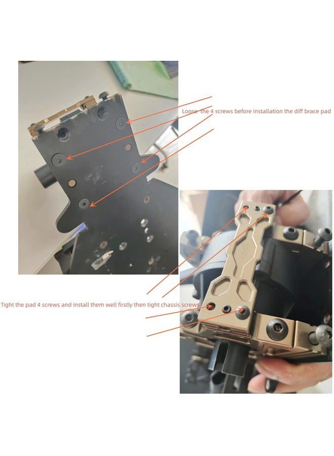 GTBRacing CNC Aluminum Front & Rear Metal Center Diff Differential Bracket Set for 1/5 RC Car Losi DBXL DBXL-E 1.0/2.0 MTXL Upgrade Part (Front+Rear Red) - Image 3