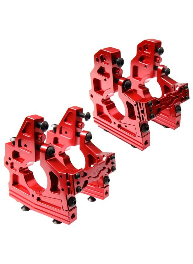 GTBRacing CNC Aluminum Front & Rear Metal Center Diff Differential Bracket Set for 1/5 RC Car Losi DBXL DBXL-E 1.0/2.0 MTXL Upgrade Part (Front+Rear Red) - Image 1