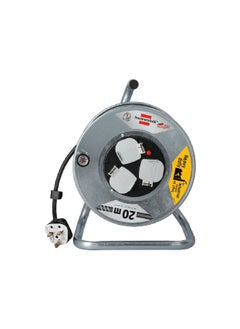 Brennenstuhl 3-Way Galvanized Steel Drum Cable Reel Black and Silver 20 m 1198033  - Image 1