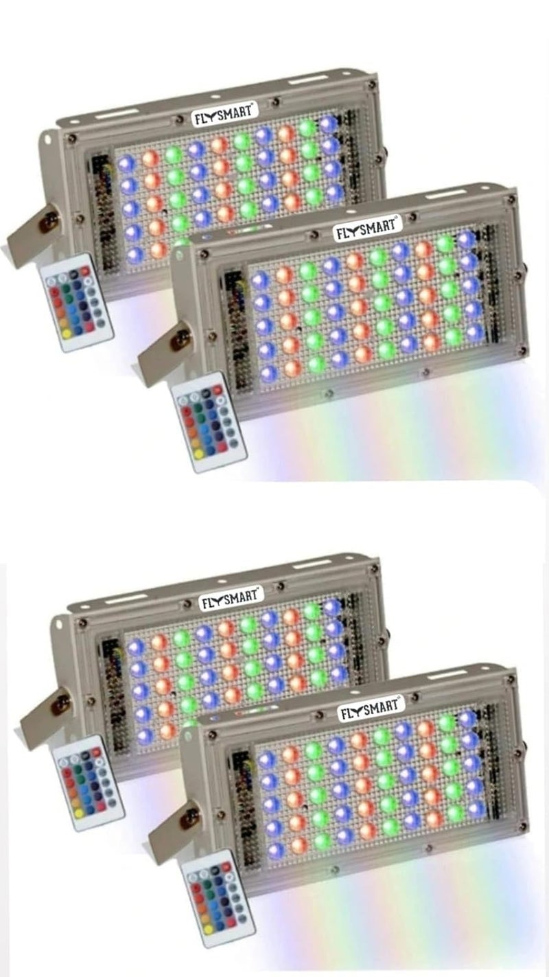 Flysmart LED Outdoor Light, 50W, IP65 Waterproof (RGB, Pack of 4) - Image 1