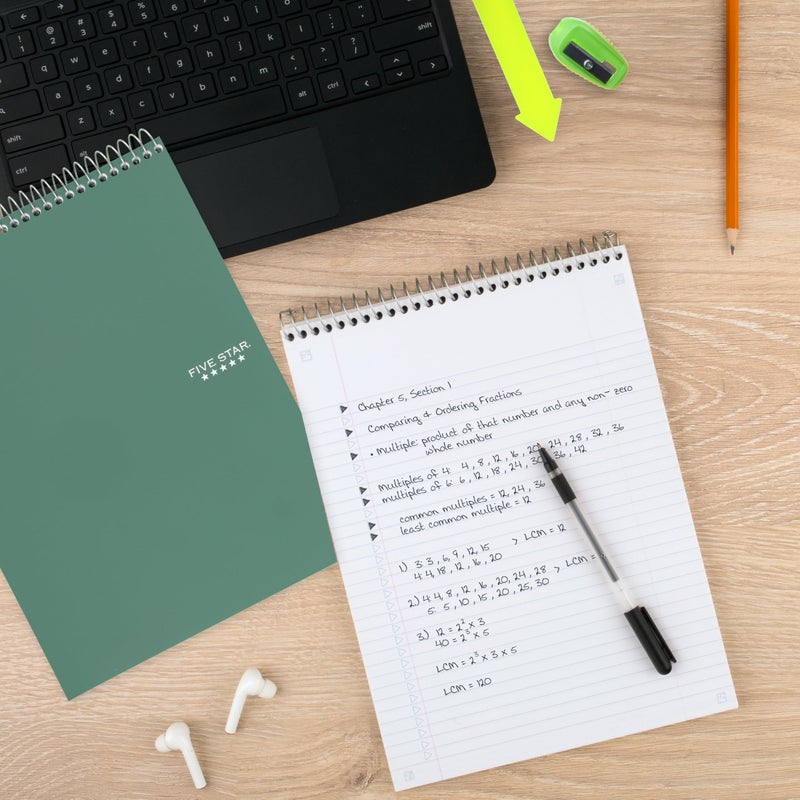 Five Star Top Spiral Notebook + Study App, 1 Subject, College Ruled Notepad, 8-1/2" x 11", 100 Sheets, Fights Ink Bleed, Water Resistant Cover, Seaglass Green (820058C-ECM) - Image 3