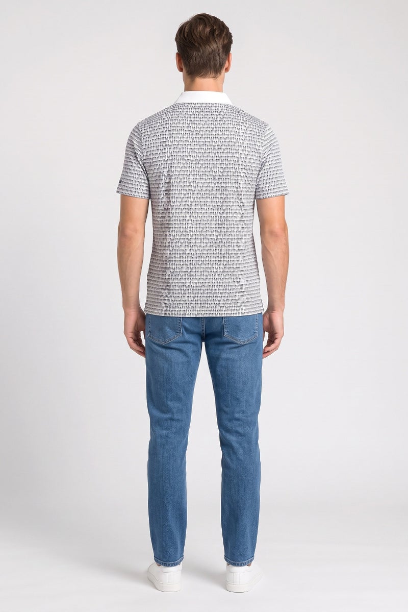 Lyle & Scott Men Regular Fit Allover Print Short Sleeve Polo Shirt, Multicolor - Image 4