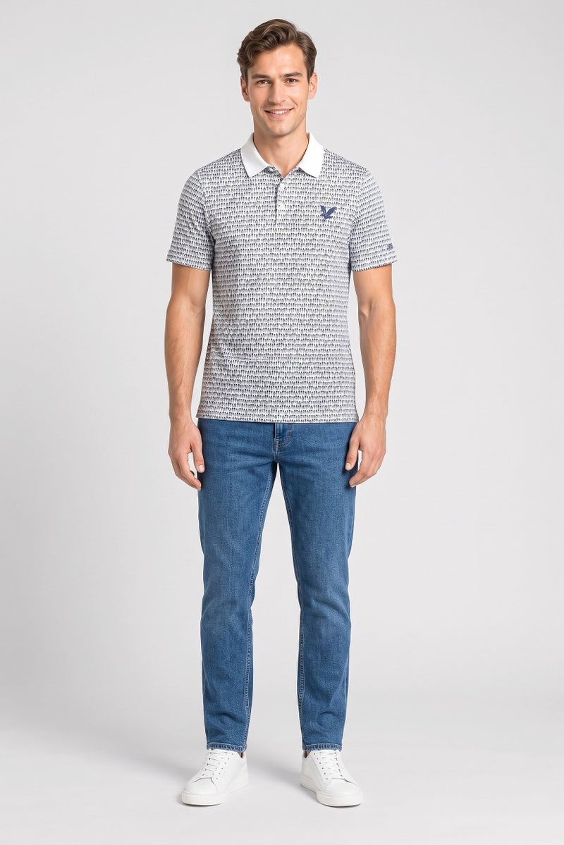 Lyle & Scott Men Regular Fit Allover Print Short Sleeve Polo Shirt, Multicolor - Image 2