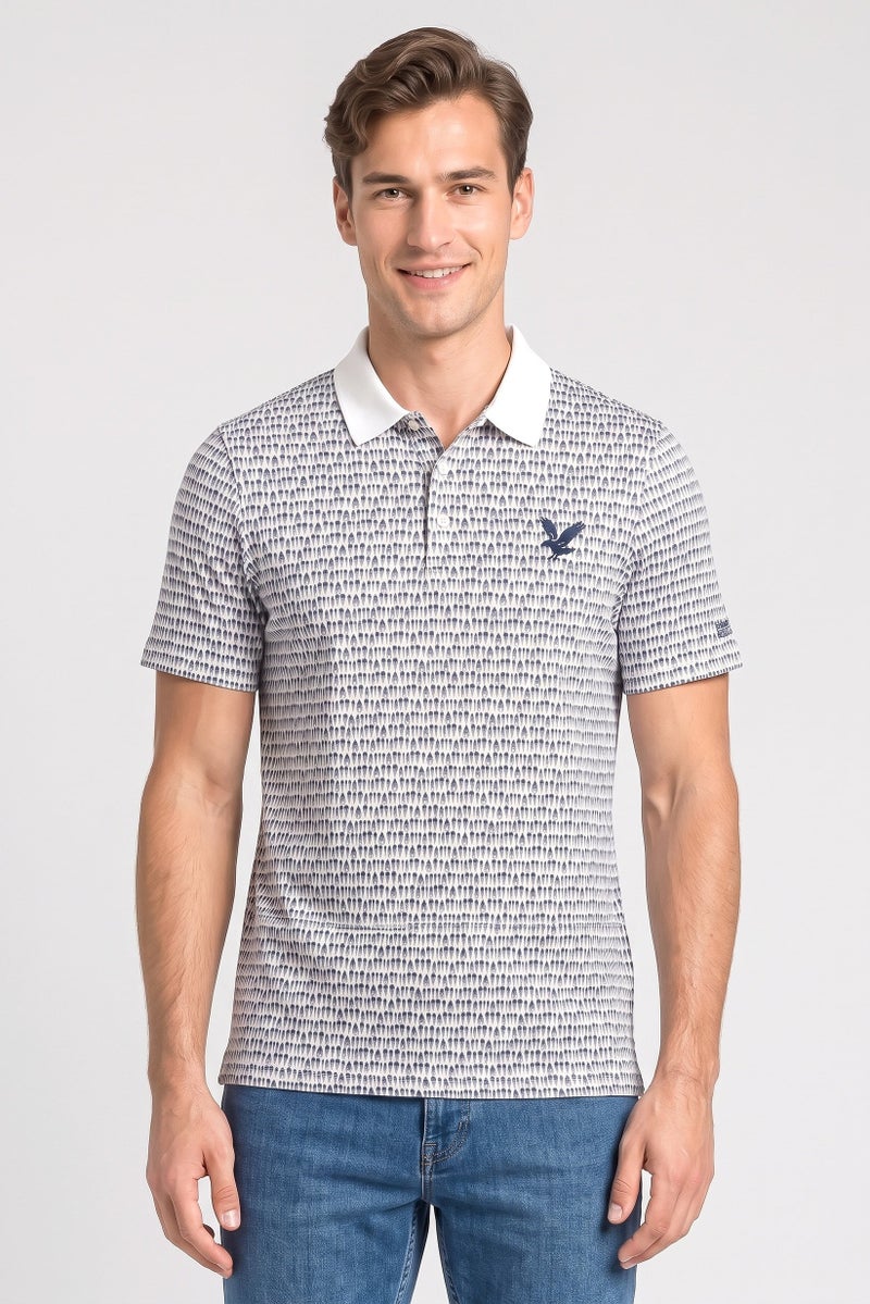 Lyle & Scott Men Regular Fit Allover Print Short Sleeve Polo Shirt, Multicolor - Image 1