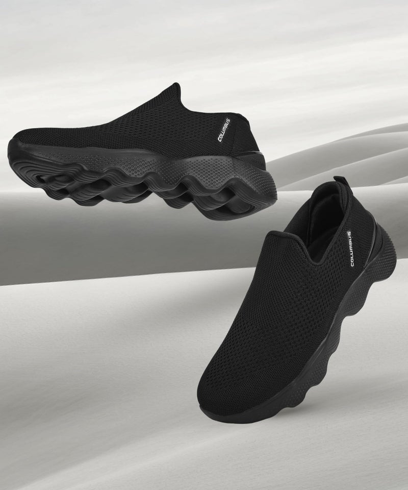 Columbus MASSAGER-01 Sports Shoes - Running Shoes|Walking Shoes| Training & Gym Shoe | Outdoors Shoe for Men (Black & Silver),UK-8 - Image 2