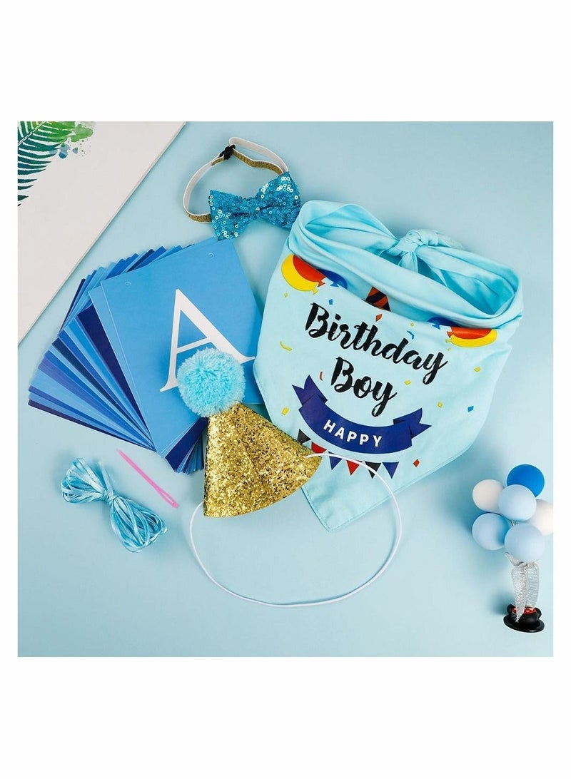 Excefore Dog Birthday Bandana Bow Tie Scarf with Dog Birthday Party Hat Happy Birthday Banner  - Image 4
