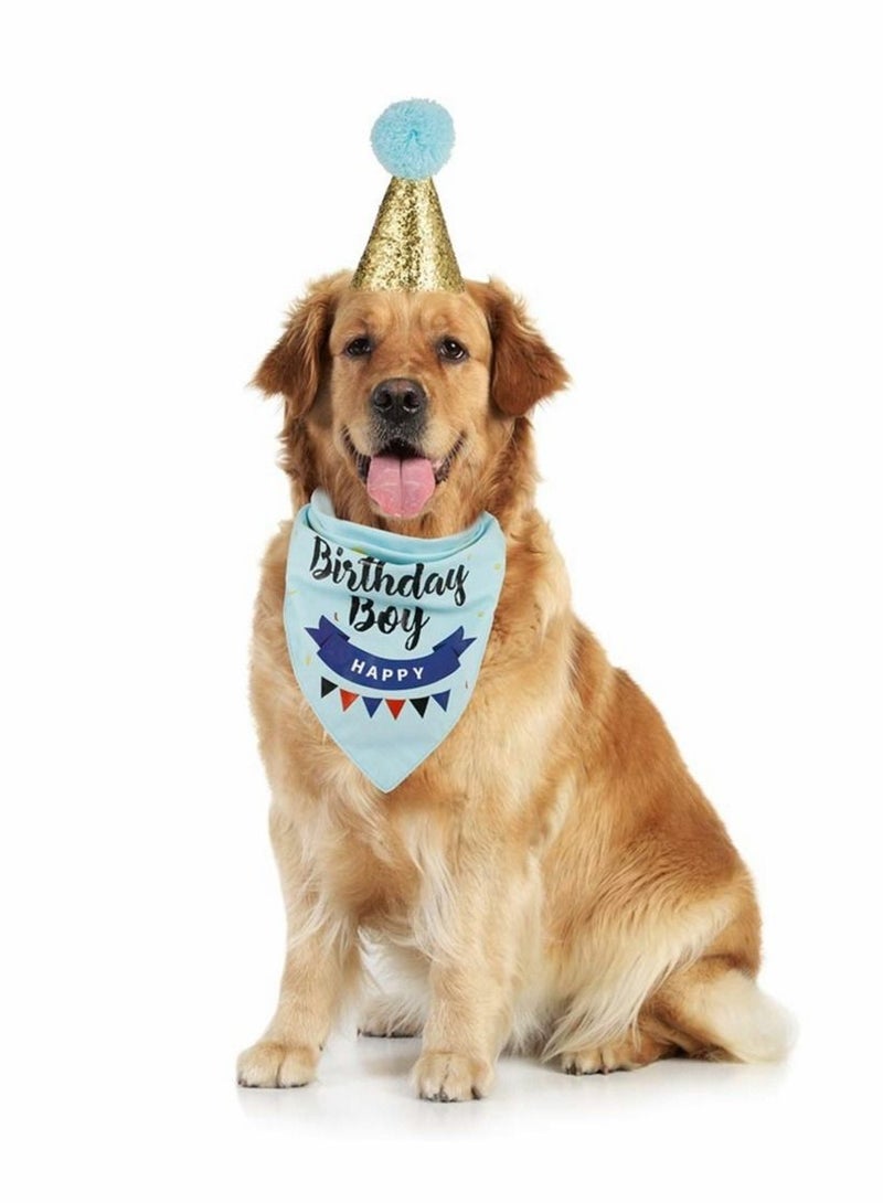 Excefore Dog Birthday Bandana Bow Tie Scarf with Dog Birthday Party Hat Happy Birthday Banner  - Image 2