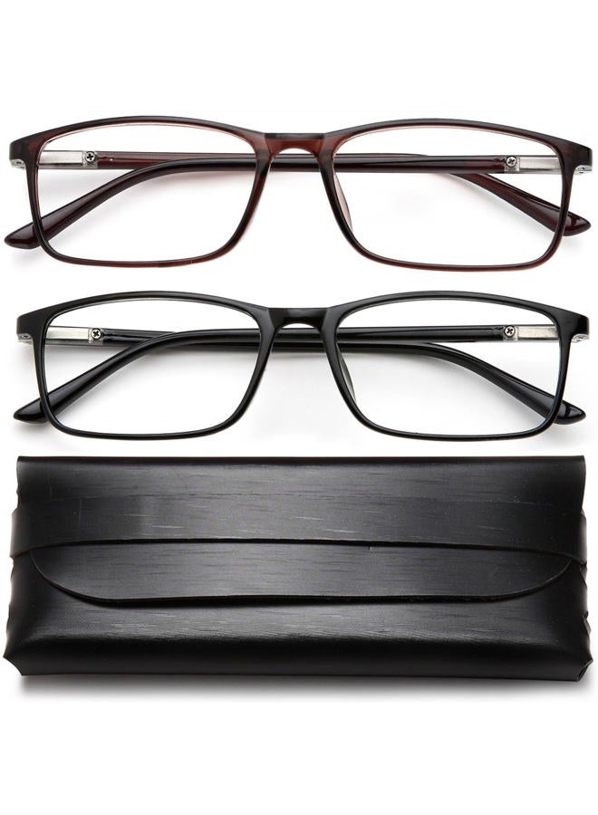 YTDBNS Reading Glasses Blue Light Blocking - 2 Pack Womens Mens Computer Readers +1.5 Eyeglass Glare Blocking Glasses Rectangle Frame Spring Hinge Arms - Image 1