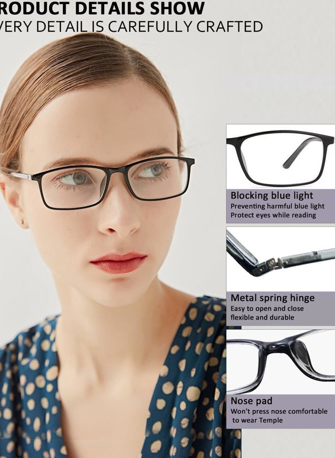 YTDBNS Reading Glasses Blue Light Blocking - 2 Pack Womens Mens Computer Readers +1.5 Eyeglass Glare Blocking Glasses Rectangle Frame Spring Hinge Arms - Image 4