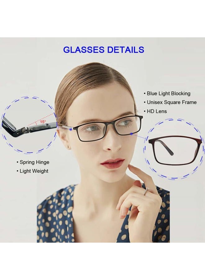 YTDBNS Reading Glasses Blue Light Blocking - 2 Pack Womens Mens Computer Readers +1.5 Eyeglass Glare Blocking Glasses Rectangle Frame Spring Hinge Arms - Image 5