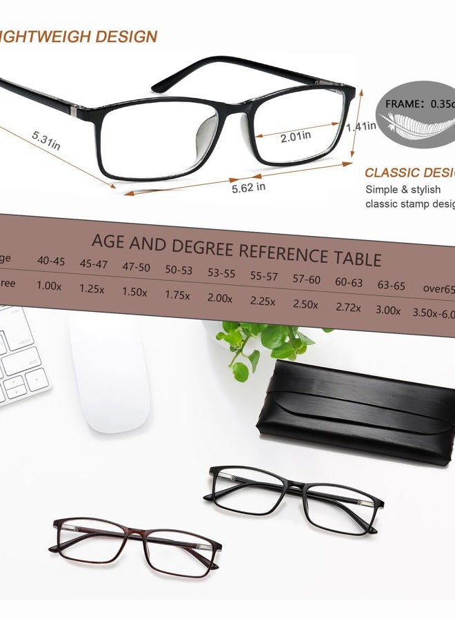 YTDBNS Reading Glasses Blue Light Blocking - 2 Pack Womens Mens Computer Readers +1.5 Eyeglass Glare Blocking Glasses Rectangle Frame Spring Hinge Arms - Image 2