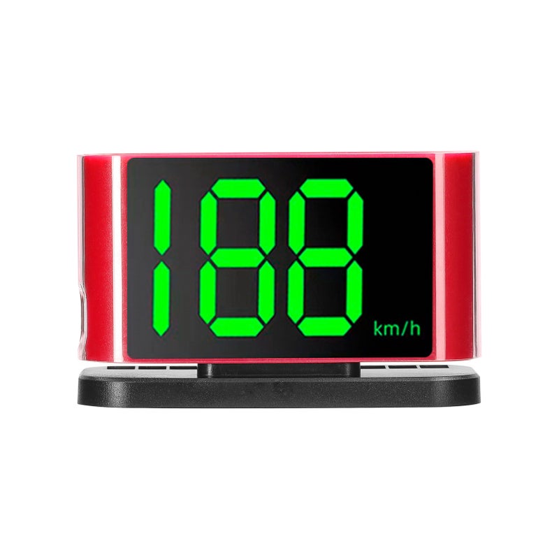 شاشة عرض ظهرية للسيارة (HUD): مادة ABS الحمراء مع غلاف أكريليك شفاف - مقياس سرعة LED بخطوط كبيرة في الوقت الفعلي بنظام التوجيه الثنائي GPS وبيودو للسيارات الشاحنات والسيارات الرياضية (SUV) والحافلات والدراجات النارية - Image 2