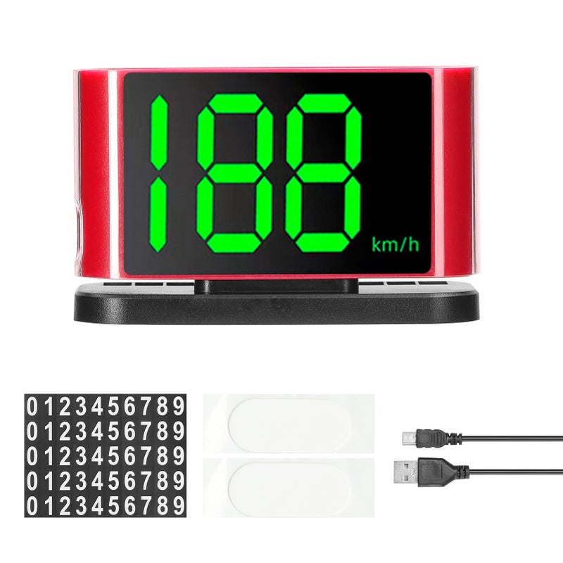 شاشة عرض ظهرية للسيارة (HUD): مادة ABS الحمراء مع غلاف أكريليك شفاف - مقياس سرعة LED بخطوط كبيرة في الوقت الفعلي بنظام التوجيه الثنائي GPS وبيودو للسيارات الشاحنات والسيارات الرياضية (SUV) والحافلات والدراجات النارية - Image 1