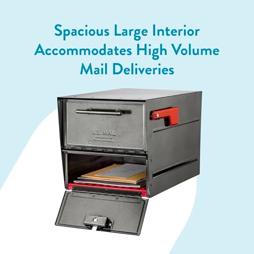 Architectural Mailboxes Oasis® Eclipse™ Secure, Locking USPS Approved Heavy Duty, Anti-Fish Steel Metal Post Mounted Mail Box for Outside, Pewter, Large Curbside Mailbox with Magnetic Latch - Image 3
