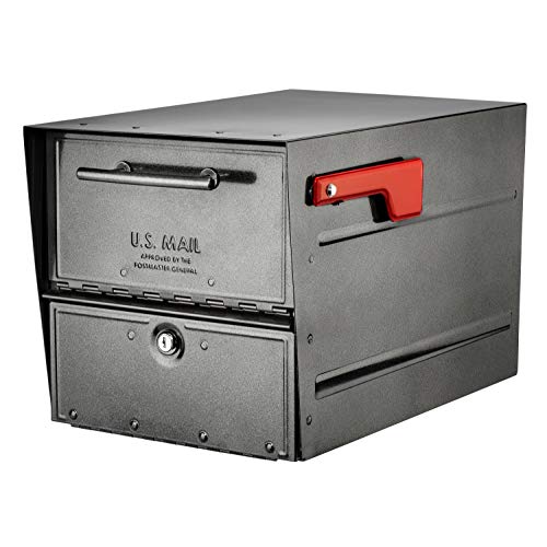 Architectural Mailboxes Oasis® Eclipse™ Secure, Locking USPS Approved Heavy Duty, Anti-Fish Steel Metal Post Mounted Mail Box for Outside, Pewter, Large Curbside Mailbox with Magnetic Latch - Image 1