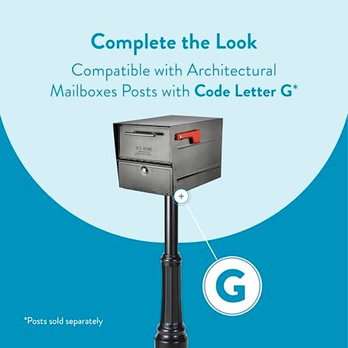 Architectural Mailboxes Oasis® Eclipse™ Secure, Locking USPS Approved Heavy Duty, Anti-Fish Steel Metal Post Mounted Mail Box for Outside, Pewter, Large Curbside Mailbox with Magnetic Latch - Image 5