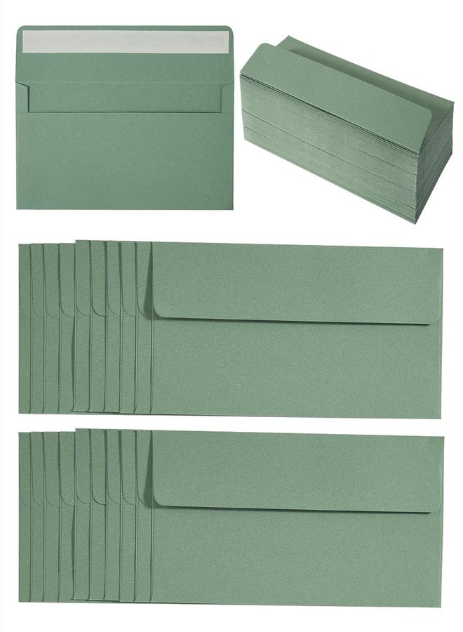 Wishop 50 Pack Sage-Green #10 Business Envelopes Self Seal Standard Envelopes for Office Checks, Business, Letter Mailing Invoices, 4.13 x 9.49 Inches (50) - Image 1