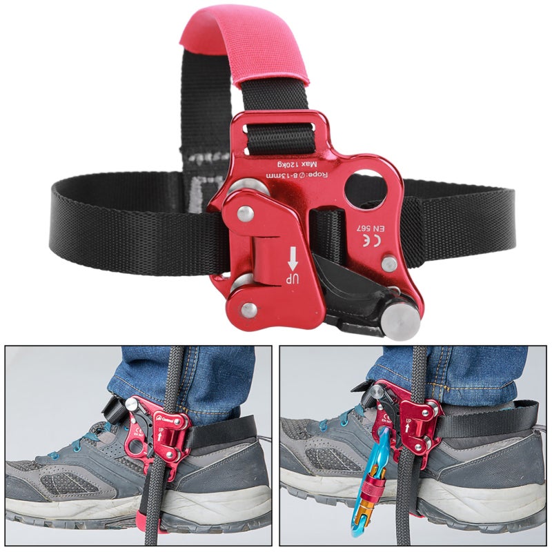 CAMNAL Aviation Aluminum Left Right Foot Outdoor Rock Climbing Mountaineering Foot Ascender Riser Anti Drop Protector Equipment Accessory(Right Foot Riser Red ) - Image 5