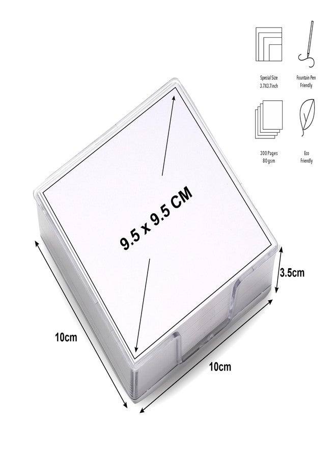 سولو مجموعة أوراق مذكرات بيضاء من SOLO، عبوة من قطعتين، أوراق عادية غير لاصقة، 300 ورقة، دفتر ملاحظات صغير الحجم فارغ، 78 جرام/متر مربع، أوراق منفصلة، حامل بلاستيكي، مربعات للملاحظات والتذكيرات والدراسة والتنظيم (3.7 × 3.7 بوصة) - Image 2