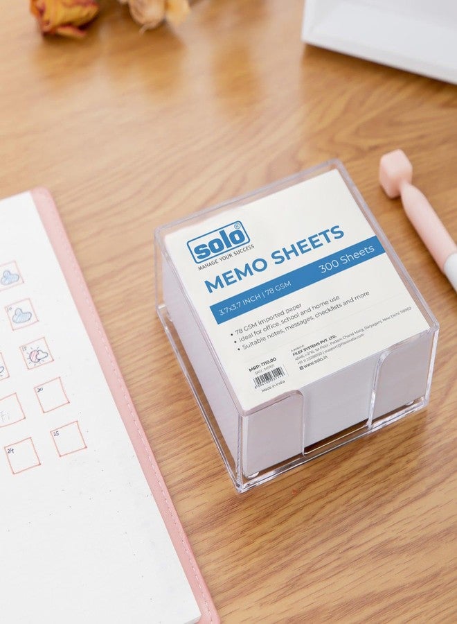 سولو مجموعة أوراق مذكرات بيضاء من SOLO، عبوة من قطعتين، أوراق عادية غير لاصقة، 300 ورقة، دفتر ملاحظات صغير الحجم فارغ، 78 جرام/متر مربع، أوراق منفصلة، حامل بلاستيكي، مربعات للملاحظات والتذكيرات والدراسة والتنظيم (3.7 × 3.7 بوصة) - Image 3