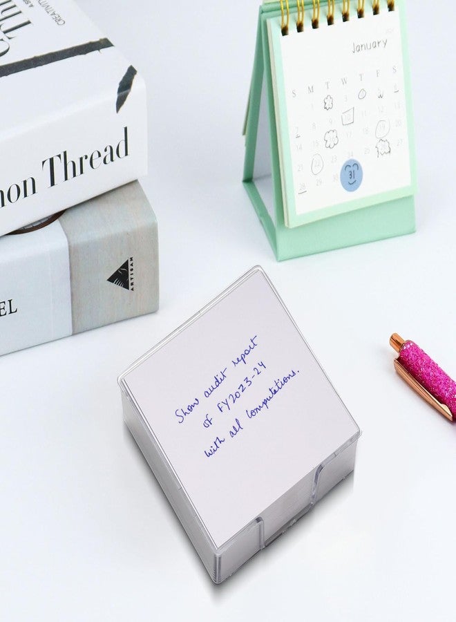 سولو مجموعة أوراق مذكرات بيضاء من SOLO، عبوة من قطعتين، أوراق عادية غير لاصقة، 300 ورقة، دفتر ملاحظات صغير الحجم فارغ، 78 جرام/متر مربع، أوراق منفصلة، حامل بلاستيكي، مربعات للملاحظات والتذكيرات والدراسة والتنظيم (3.7 × 3.7 بوصة) - Image 5