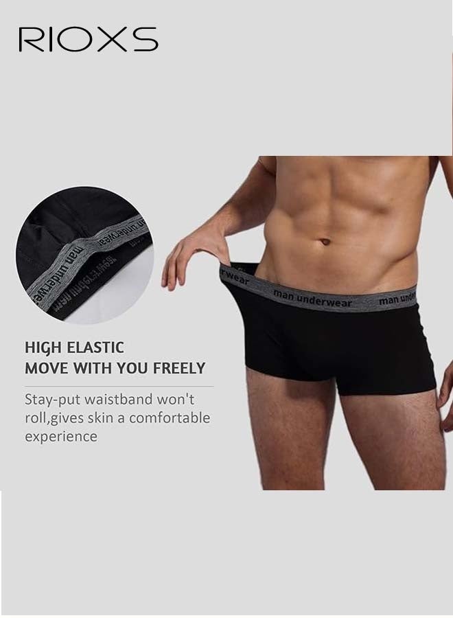 RIOXS 4 Pack Men's Boxer Briefs, Breathable Cotton Underwear, No Riding Up Boxer Briefs with Comfortable Waistband and No Fly 3D Pouch Briefs for Men, Seamless Mens Underwear, Flexible Cozy Briefs for Sports and Daily Wear - Image 5