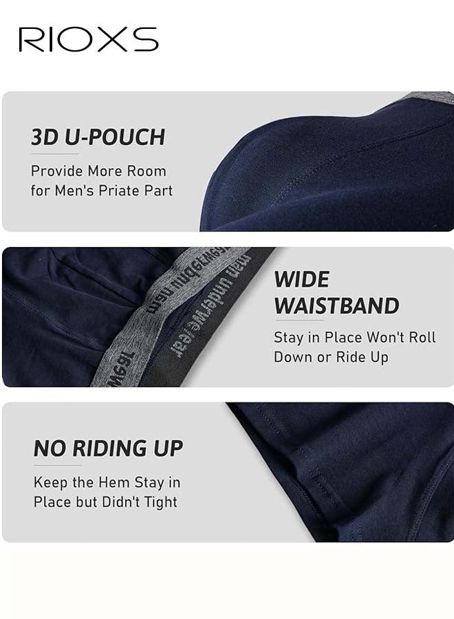 RIOXS 4 Pack Men's Boxer Briefs, Breathable Cotton Underwear, No Riding Up Boxer Briefs with Comfortable Waistband and No Fly 3D Pouch Briefs for Men, Seamless Mens Underwear, Flexible Cozy Briefs for Sports and Daily Wear - Image 3
