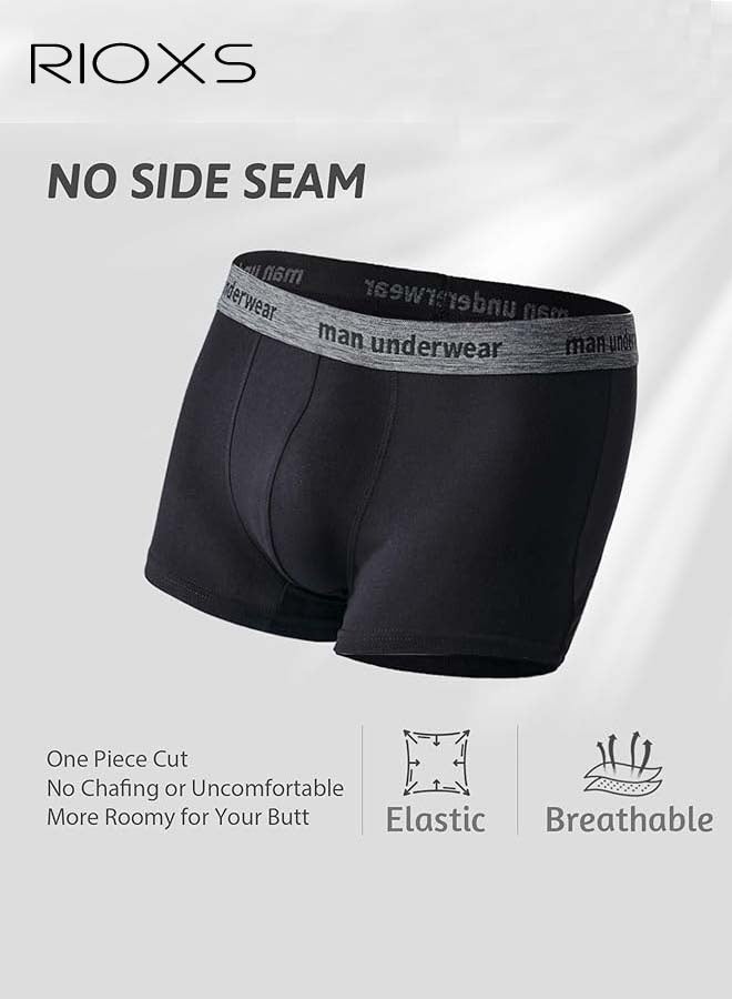 RIOXS 4 Pack Men's Boxer Briefs, Breathable Cotton Underwear, No Riding Up Boxer Briefs with Comfortable Waistband and No Fly 3D Pouch Briefs for Men, Seamless Mens Underwear, Flexible Cozy Briefs for Sports and Daily Wear - Image 4