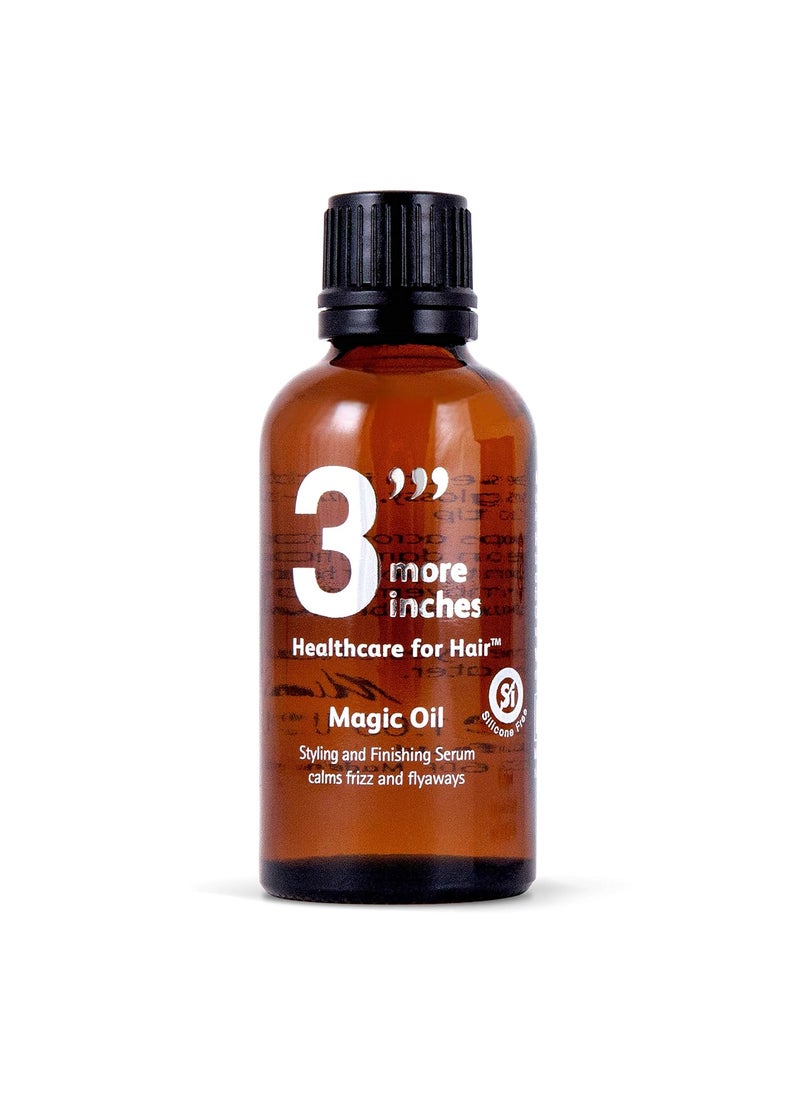 3 More Inches - 3More Inches Magic Oil 50ml  Styling and Finishing Serum  Smooths Frizz and Flyaways  For Glossy Healthy Hair  With OmegaRich Plant Oils  Silicone Free  Hair Care by Michael Van Clarke - Image 1