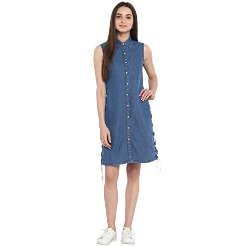 StyleStone Women's Denim White String Tie up Dress (3328DnmThighLaceXL) - Image 3