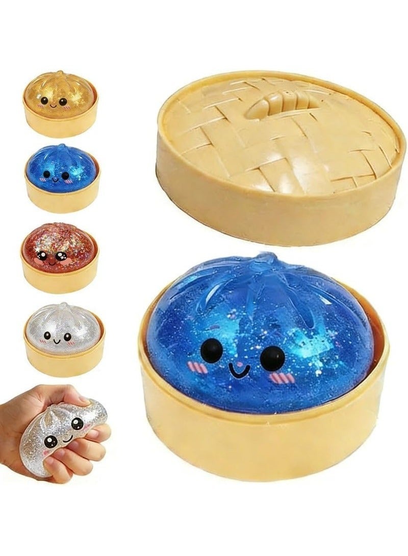 Dumpling Squeezing Toy - Stress Relieving Toy (Shiny Blue) - Image 2