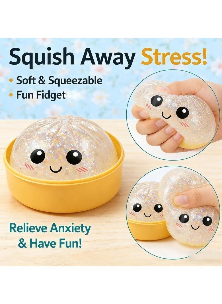 Dumpling Squeezing Toy - Stress Relieving Toy (Shiny Blue) - Image 4