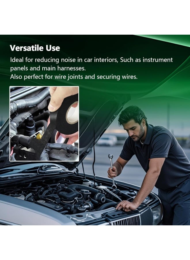 SYOSI Wire Harness Tape, Self-Adhesive Fabric Tapes, High Temp Electrical Tape for Engine Harness Wrap, Noise Damping, and Insulation Protection, Automotive (2 Rolls, 50 Feet) - Image 5
