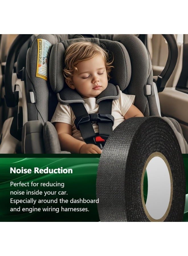 SYOSI Wire Harness Tape, Self-Adhesive Fabric Tapes, High Temp Electrical Tape for Engine Harness Wrap, Noise Damping, and Insulation Protection, Automotive (2 Rolls, 50 Feet) - Image 2