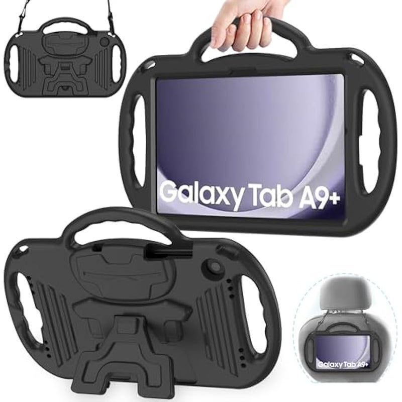 AVAWO Kids Case for Samsung Galaxy Tab A9+/A9 Plus 11 Inch 2023 Case, with Strap, Shockproof Lightweight Handle Stand 2023 Model (SM-X210/X216/X218), Black - Image 1