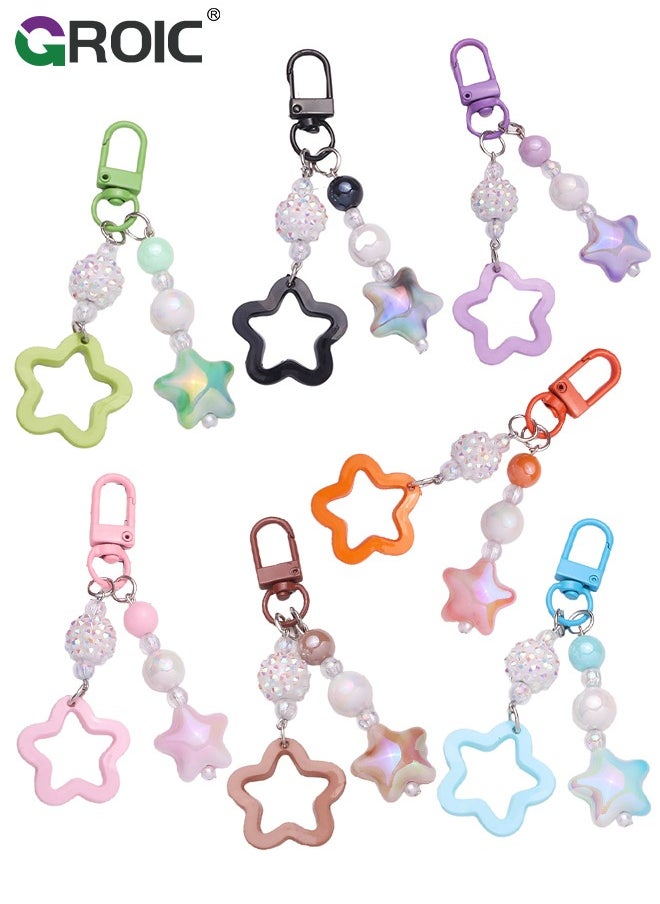 GROIC 7 PCS Mini Star Phone Charms, Star Key Chains for Car Keys Star Keychain Accessories, Cell Phone Charms Accessories for Phone Bag Keychain Airpods Camera Pendants Backpack Decor  - Image 1