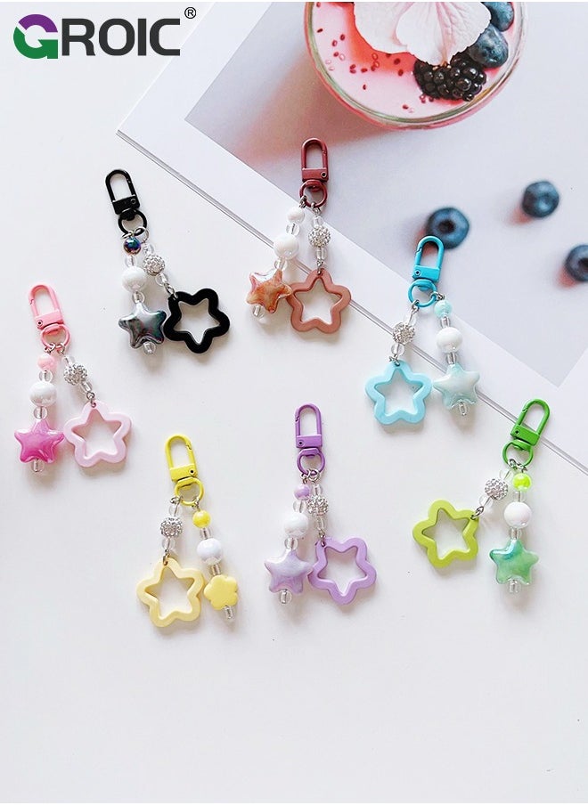 GROIC 7 PCS Mini Star Phone Charms, Star Key Chains for Car Keys Star Keychain Accessories, Cell Phone Charms Accessories for Phone Bag Keychain Airpods Camera Pendants Backpack Decor  - Image 3