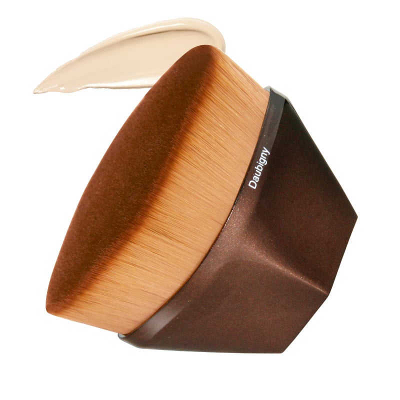 Daubigny Foundation Makeup Brush Flat Top Kabuki Hexagon Face Blush Liquid Powder Foundation Brush for Blending Liquid Cream or Flawless Powder Cosmetics with Bonus Protective Case Champagne