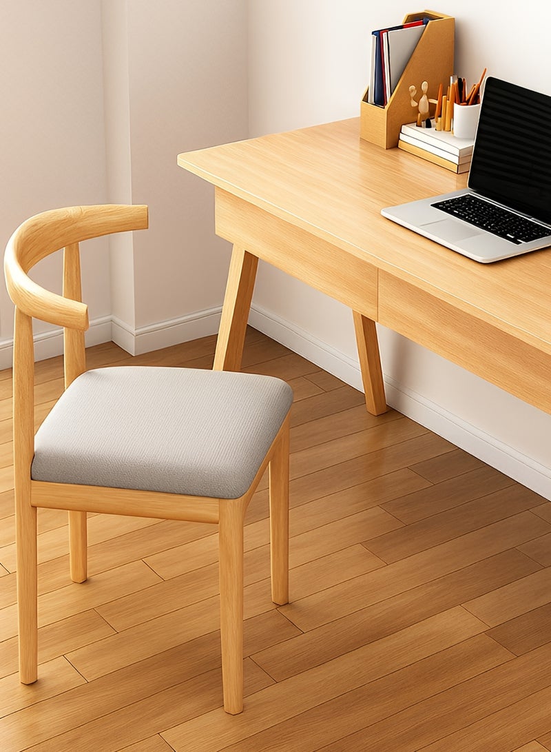 Taimi Kids Chair with Metal Frame in Wood Color and Fabric Upholstery, Modern Design with Curved Back, Suitable for Dining Room, Bedroom - Gray - Image 3