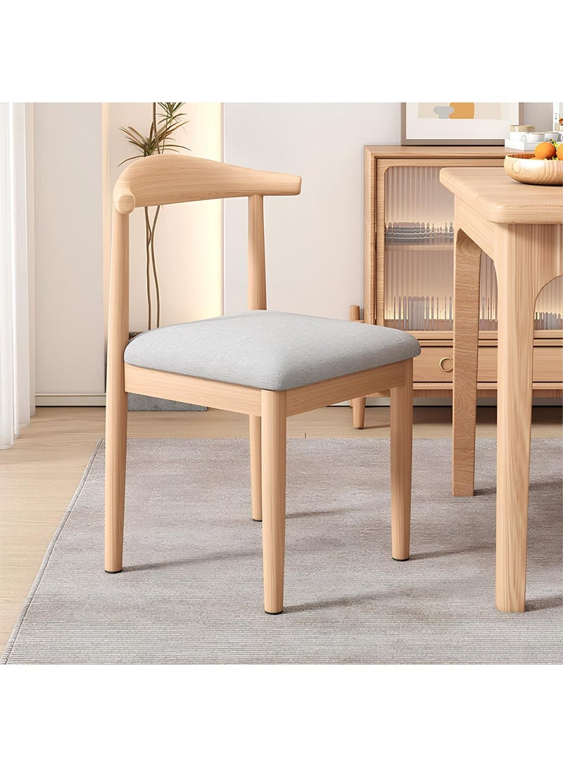 Taimi Kids Chair with Metal Frame in Wood Color and Fabric Upholstery, Modern Design with Curved Back, Suitable for Dining Room, Bedroom - Gray - Image 4