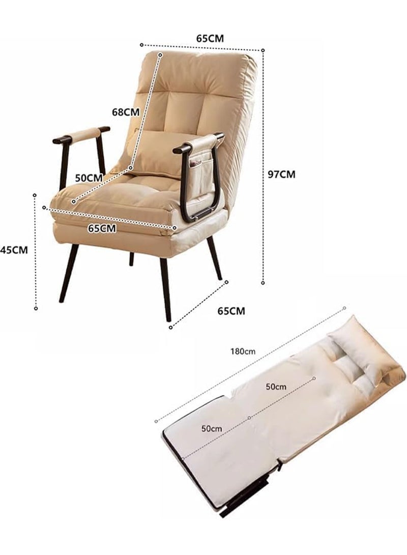 Folding Sofa Recliner Arm Chair Convertible Sofa Bed Sleeper Chair 5 Position Adjustable Backrest - Image 2