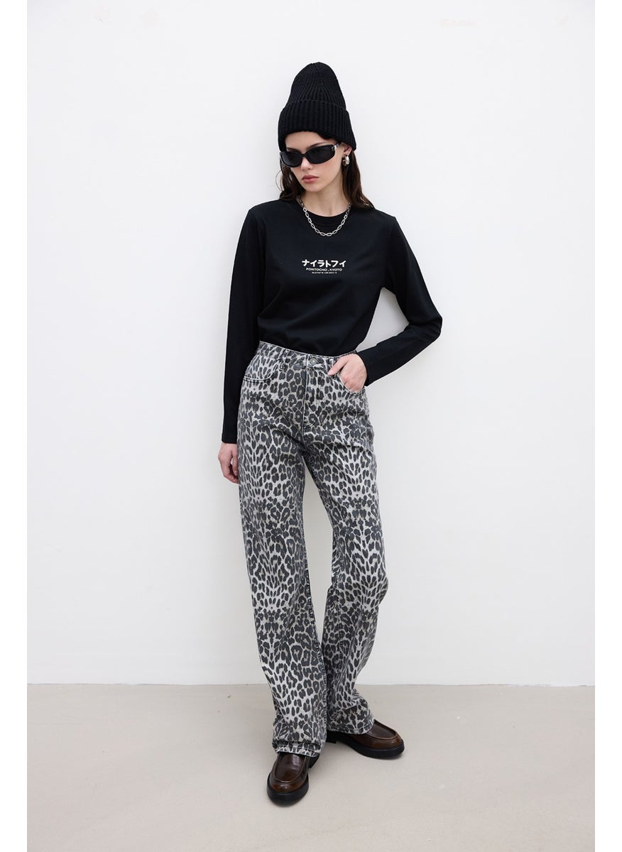Manuka Patterned Gabardine Trousers Leopard  - Image 1